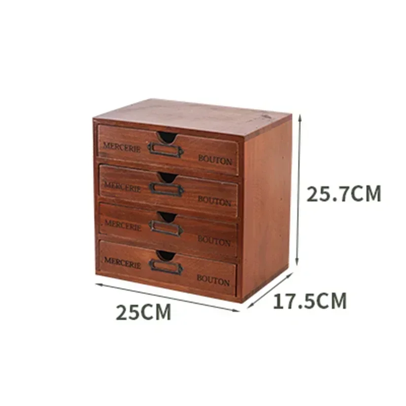 

Vintage Wood Paper Storage Shelf, 1-4 Layer Drawer Style Organizer, Desktop Cabinet for Stickers and Cosmetics