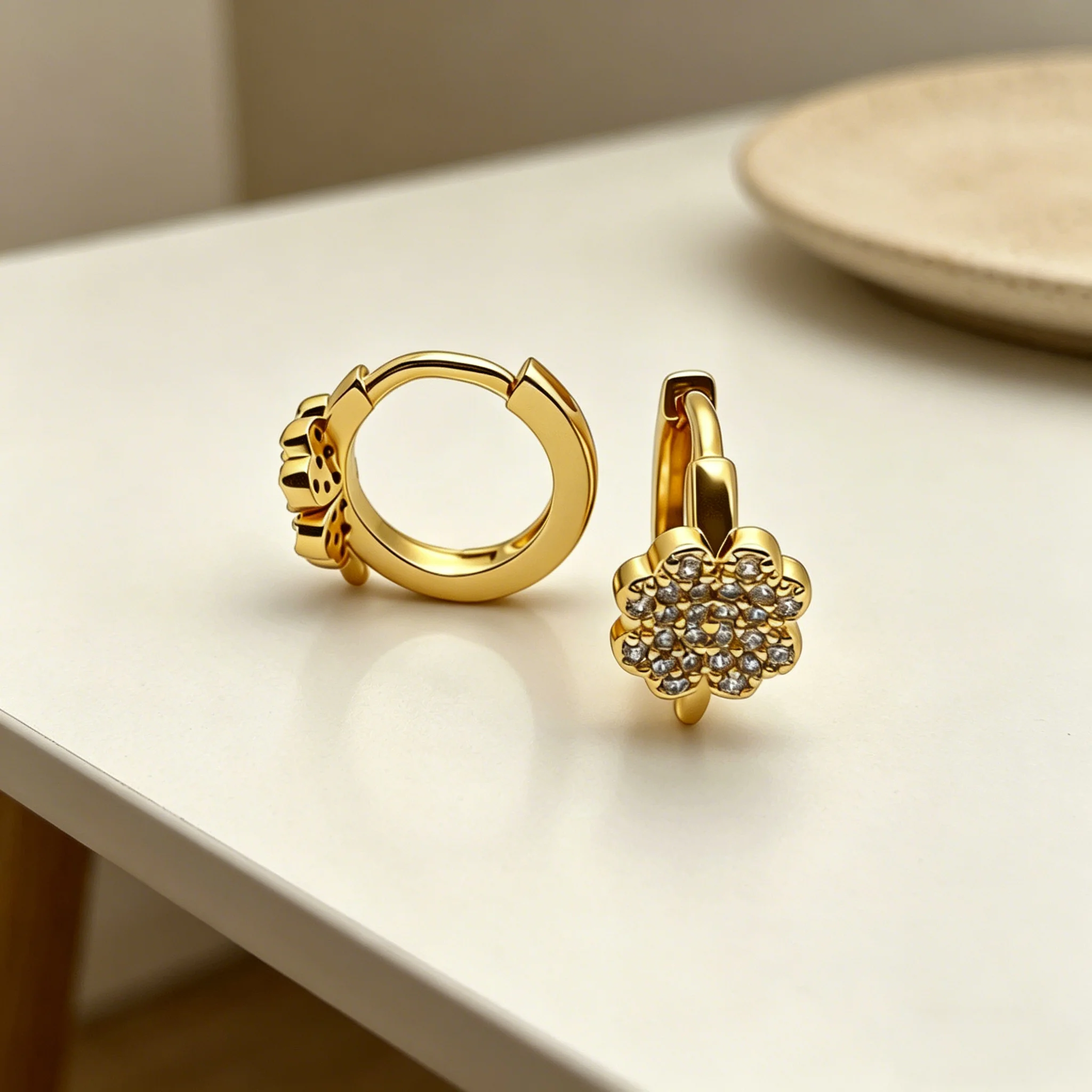 สีทองอ่อนต่างหูห่วงเพทายสำหรับ - Women Accessories For Wedding บทวิจารณ์และราคา