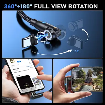 AUFU 100W 磁吸式 USB Type-C 連接線 5A 快充 Micro Type-C 連接線 適用於 Macbook 三星 iPhone 磁吸式充電線 8 最佳銷售 磁吸式 USB-C 連接線 - №3