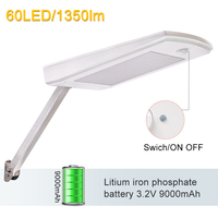 60 led Solar Motion Sensor Lights 1350lm Outdoor Waterproof Wall Light Adjustable Angle Solar Lamp For Garden Yard Street