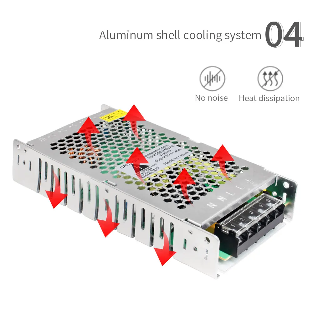 Imagem -05 - Transformador de Alimentação para Iluminação Led Adaptador para Ws2812b Ws2813 Tira Led Dc5v 40a ac 200w ac 240v