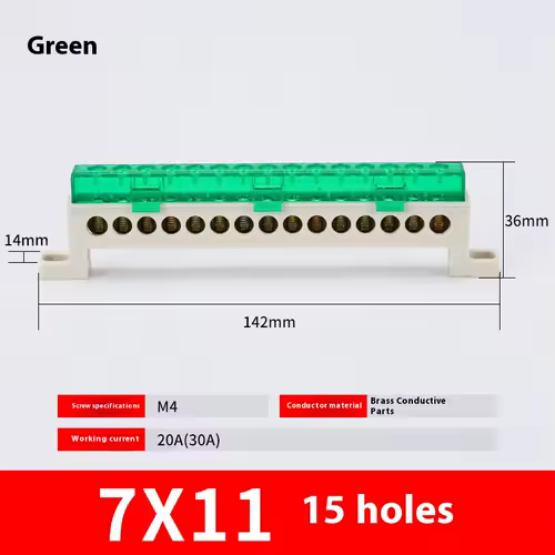 Zero wire terminal 3/4/5/6/7/10-Hole Distribution Box Terminal Block dustproof Ground Copper Bar Bridge type Busbar With cover - Image 31