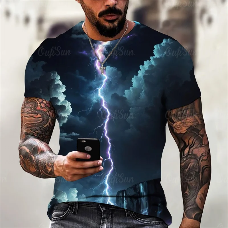

Футболка с 3D полным принтом relâmpago gráfico masculino e feminino pai-filho casual de manga curta verão футболка novo casual
