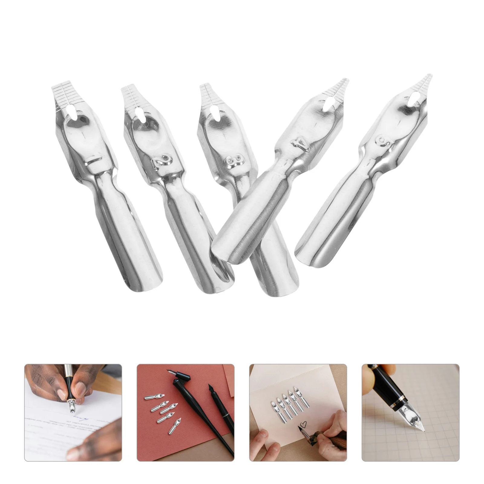 5Pcs Calligraphy Pen Nibs High Quality Steel Tips for Dip Pen Replacement Smooth Ink Flow Extra Nibs for Daily Writing and