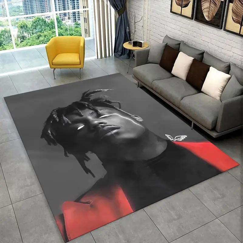 retro Juice WRLD 999 Legend Rapper Star Carpet Rug for Bedroom Living Room Sofa Playroom Doormat Home Decor,Area Rug Non-slip