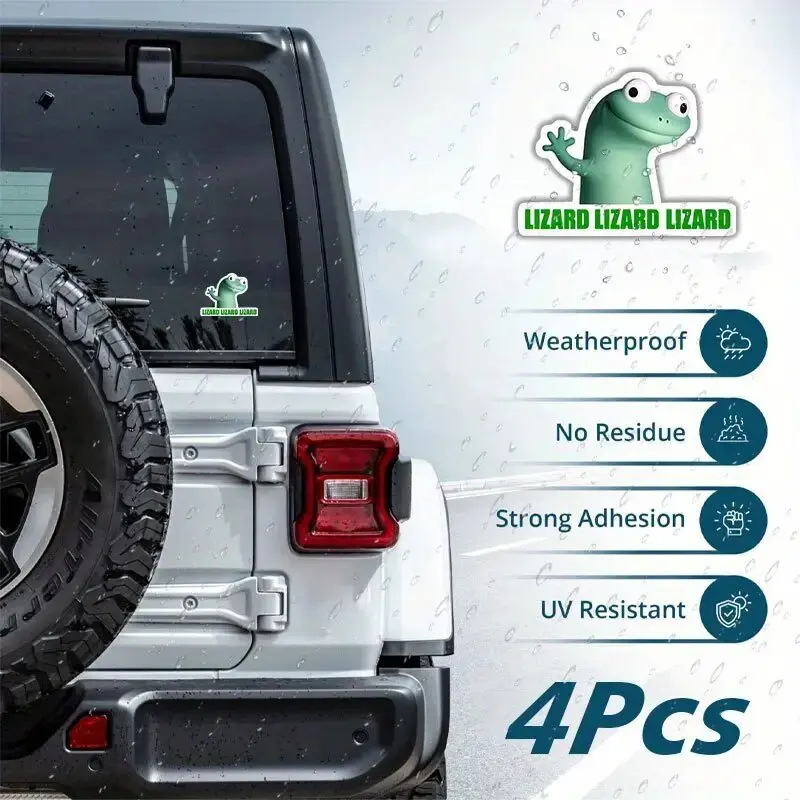 4pcs Funny Lizard Meme Stickers - 