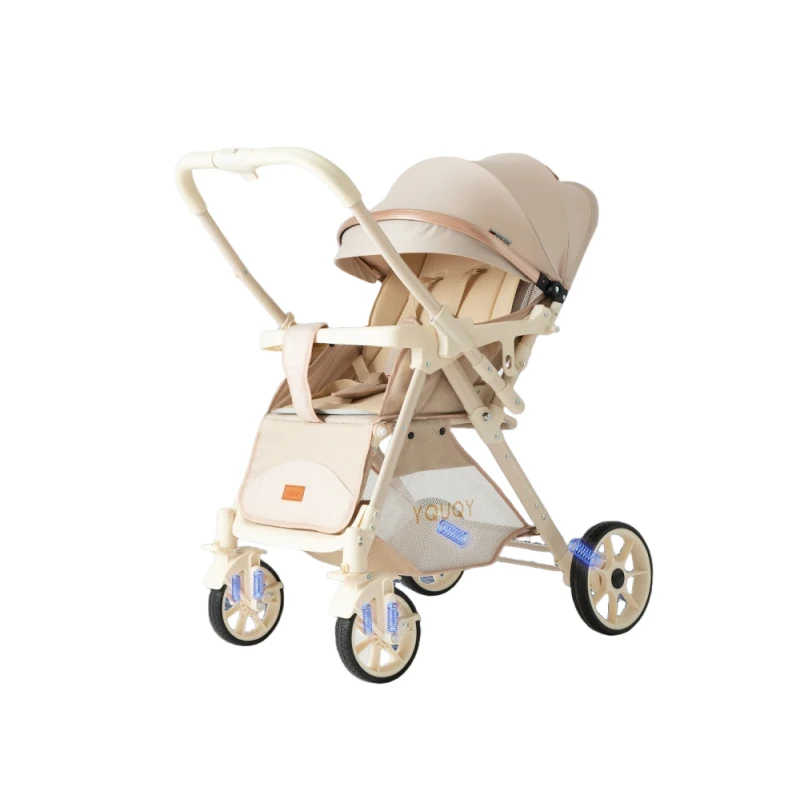 Kinderwagen, Zwei-Wege-Kinderwagen, kann sitzen und liegen, großer Sitz, 0 bis 3 Jahre alte Kinder, leichter zusammenklappbarer Kinderwagen, große Räder