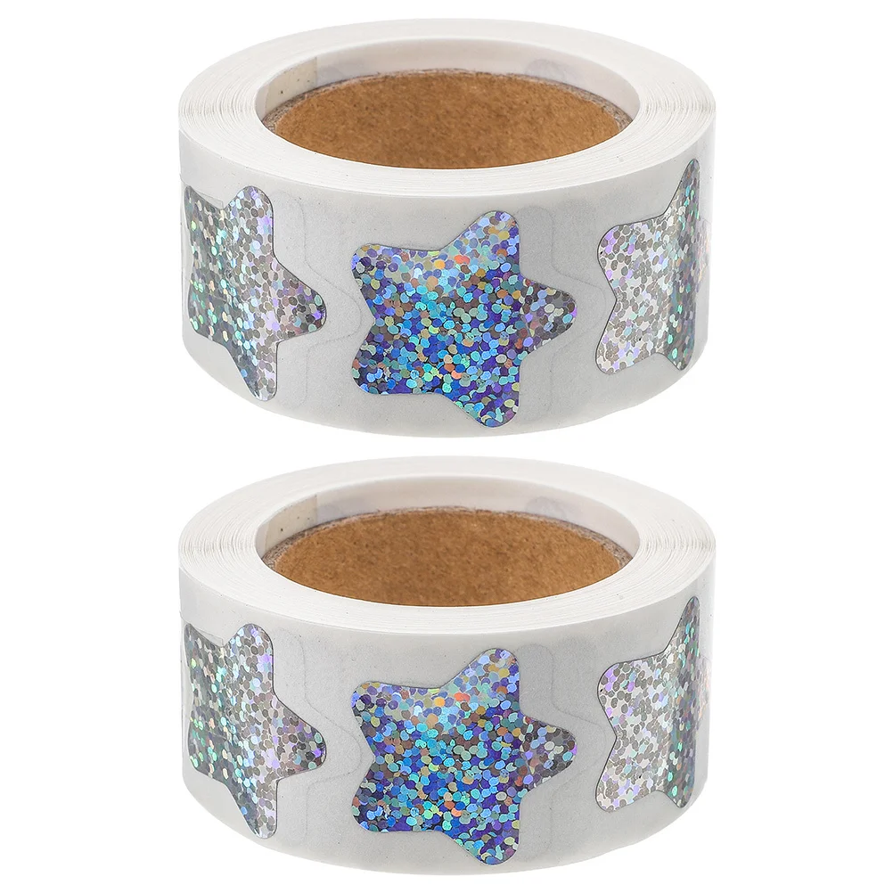 

2 Rolls Star For Reward Self-Adhesive Gift Packaging Five-Pointed Pvc Stickers Classroom Supplies Decorative Star Decals