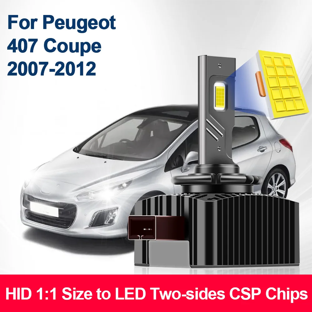 For Peugeot 407 Coupe 2007-2012 LED Headlight HID to LED D1S Canbus 110W Bulb 30000LM Turbo Car Front Head Lamp Plug&Play