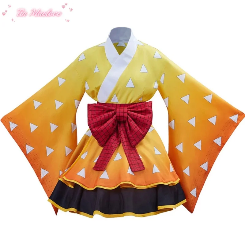 Anime Demon Slayer Kimono Maid Dresses Kamado Nezuko Cosplay Costume Japanese Kimonos Women Lolita Dress Halloween Party Gift