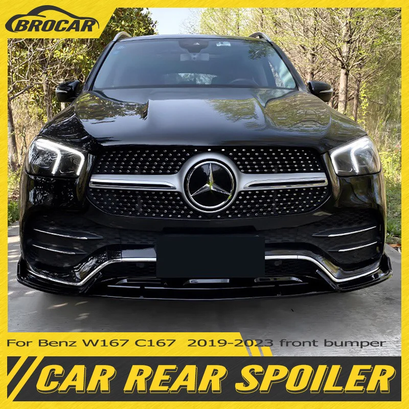 

For Mercedes-Benz W167 C167 GLE350 GLE450 GLE53 2019-2023 upgraded GLE AMG Glossy black/Carbon fiber front bumper lip separator