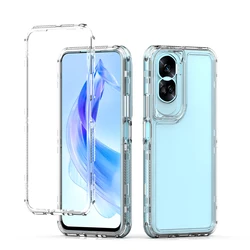 3 in 1 Rugged Armor Shockproof Phone Case For Honor 90 Lite 6.7 inches Hard Plastic Frame Transparent TPU Back Cover Fundas