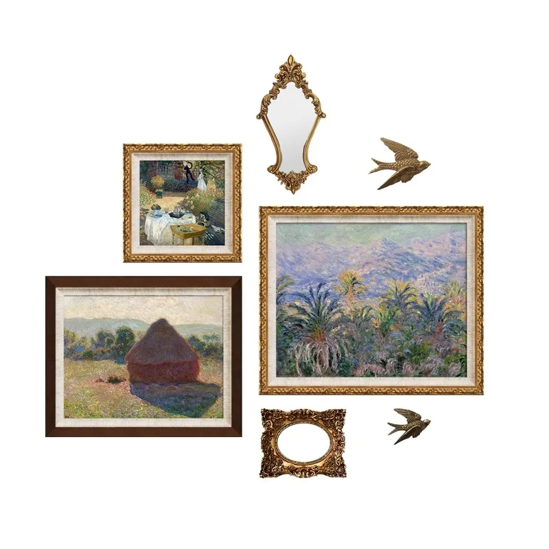 

Decorative painting nostalgic light luxury photo wall combination painting living room bedroom hanging painting