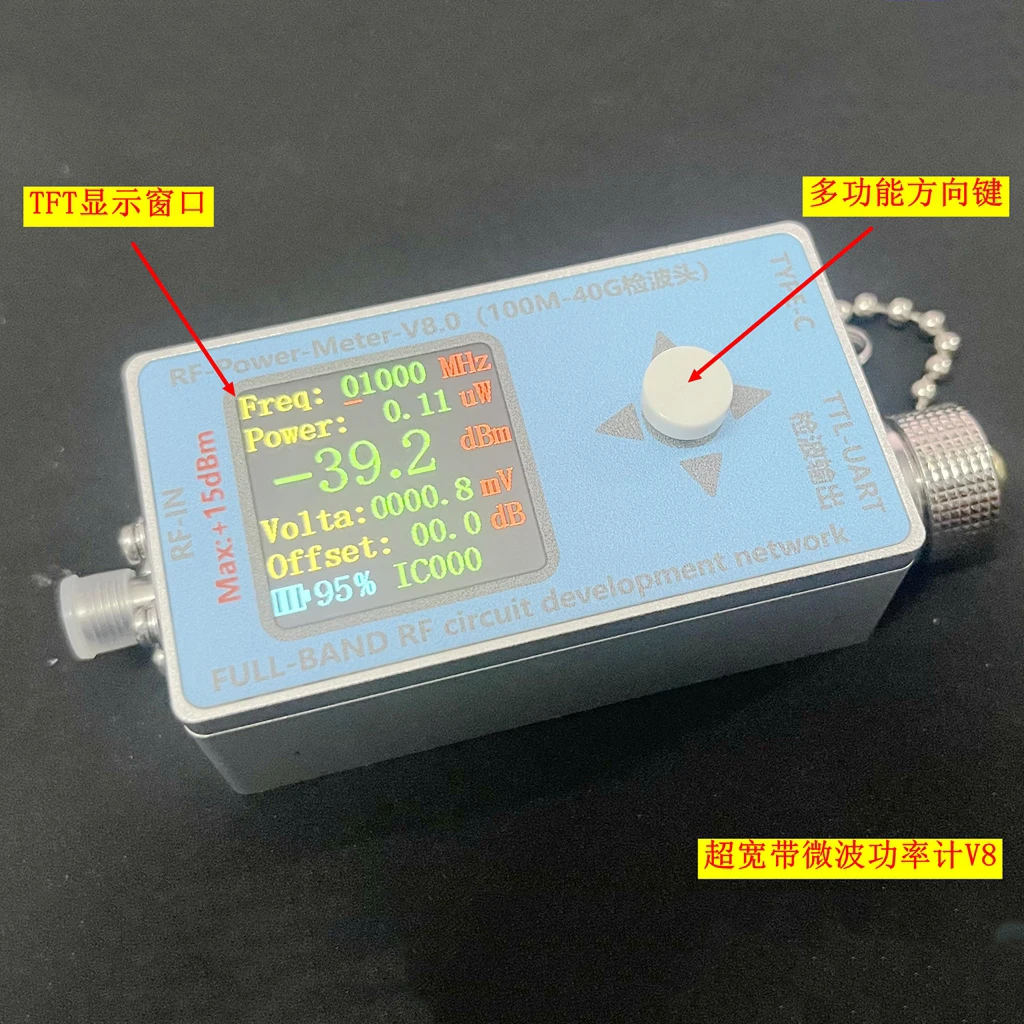 100Mhz-40Ghz V8 USB RF miernik mocy TTL cyfrowy wyświetlacz mocy detektor danych analogowy kanał do Rf radiowego wzmacniacza