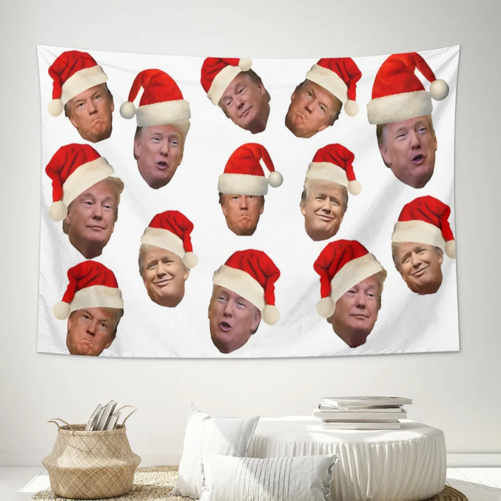 

Trump Christmas Tapestry Cartoon Wall Hanging for Bedroom Tapestries Poster Blanket College Dorm Home Decoration