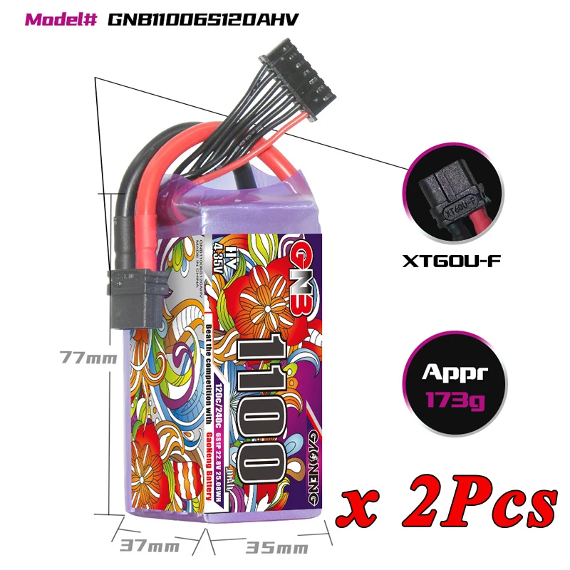 1/2Set GNB 4S 6S 1100/1300/1500/1850mAh 15.2V 22.8V 120C Met XT60 voor FPV Drone Helikopter Vliegtuig Oplaadbare Lipo Batterij