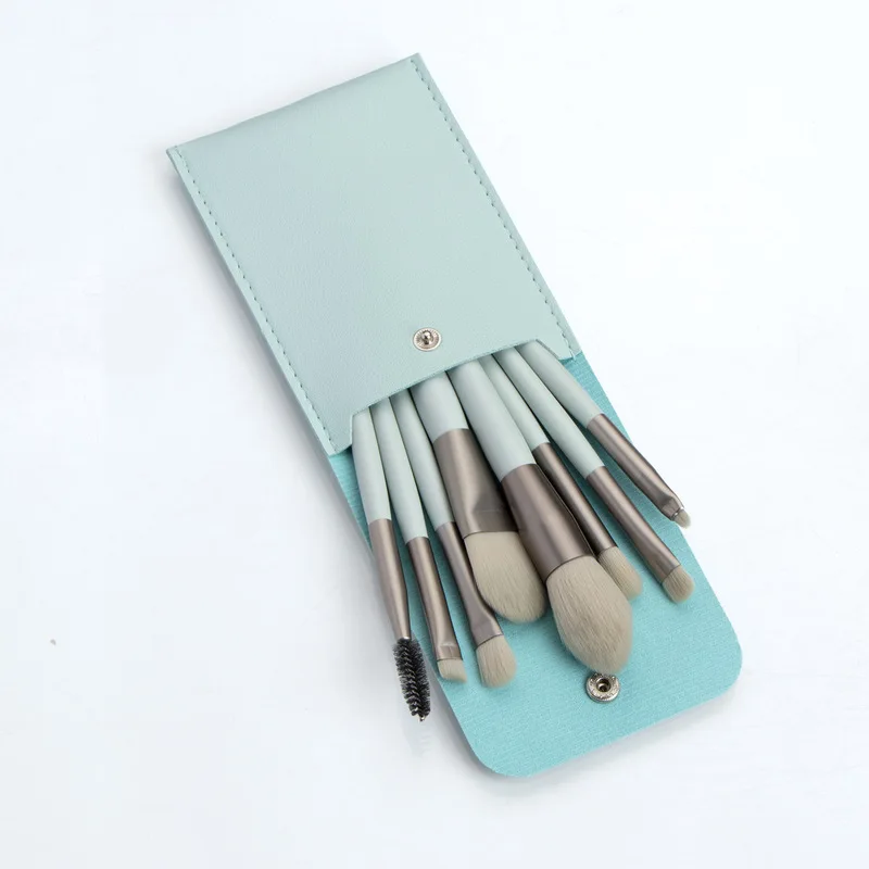 Ningying 8-teiliges tragbares Mini-Make-up-Pinsel-Set, buntes Beauty-Tools, Kosmetikpinsel-Set für Lidschatten, Rouge und Lippenstift