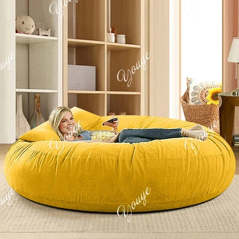 MX Large Velvet Green Sofa Yellow Bedroom Washable Double Floor Filling Puffs Bean Bag Lazy Sleeper Adults Canape Salon Furnitur