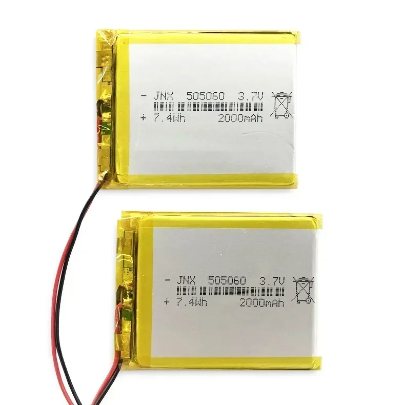 New 3.7V 2000mAh 505060 Li-ion Lipo Cells Lithium Li-Po Polymer Rechargeable Battery for Interphone Bluetooth Speaker POS GPS