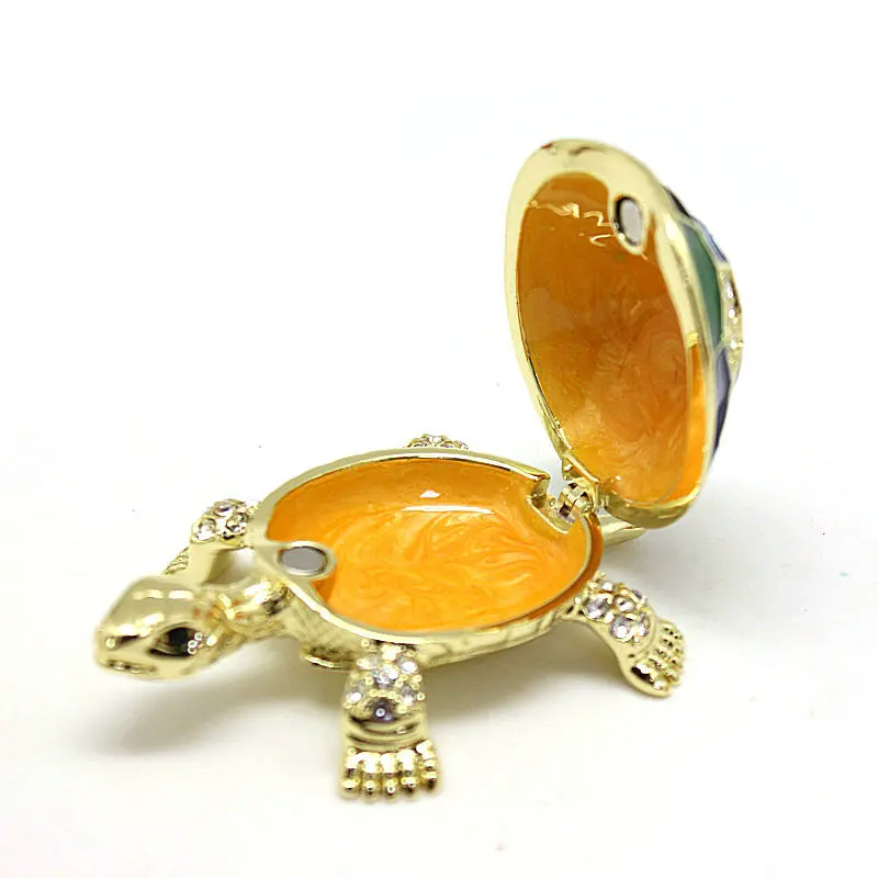 SHINNYGIFTS Crystal Studded Turtle Shape Jewelry Box, Handmade Miniatures, Sea Turtles,  Feng Shui Craft