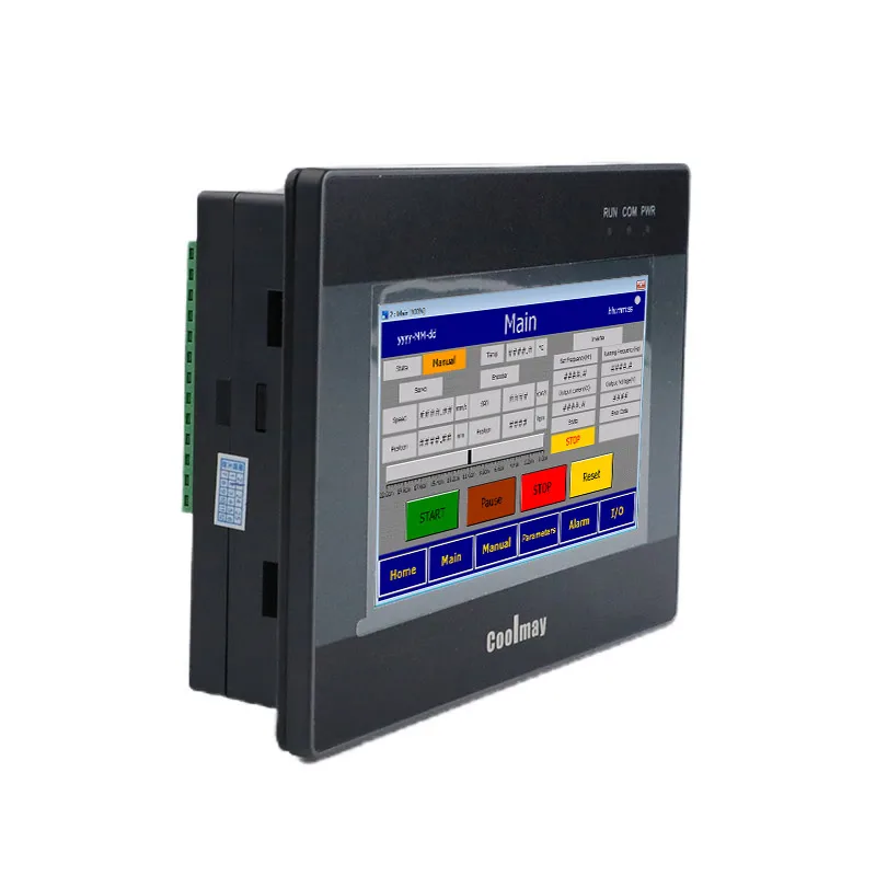 Coolmay 4.3 inci hmi plc all in one 4.3 inci 12DI 12DO output RS232 RS485 pengontrol motor stepper LOGO dapat disesuaikan