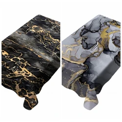 Abstract Black Grey And Gold Cracked Marble Pattern Modern Simple Poster Gloss Ink Texture Tablecloth By Ho Me Lili