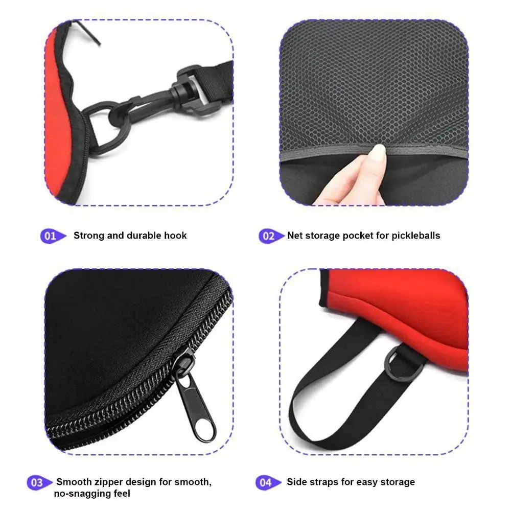 حقيبة كروس بيكلبول ذات سعة كبيرة، سحاب إغلاق مقاوم للماء، غطاء مجداف كرة البيسبول، حزام احترافي قابل للتعديل #4