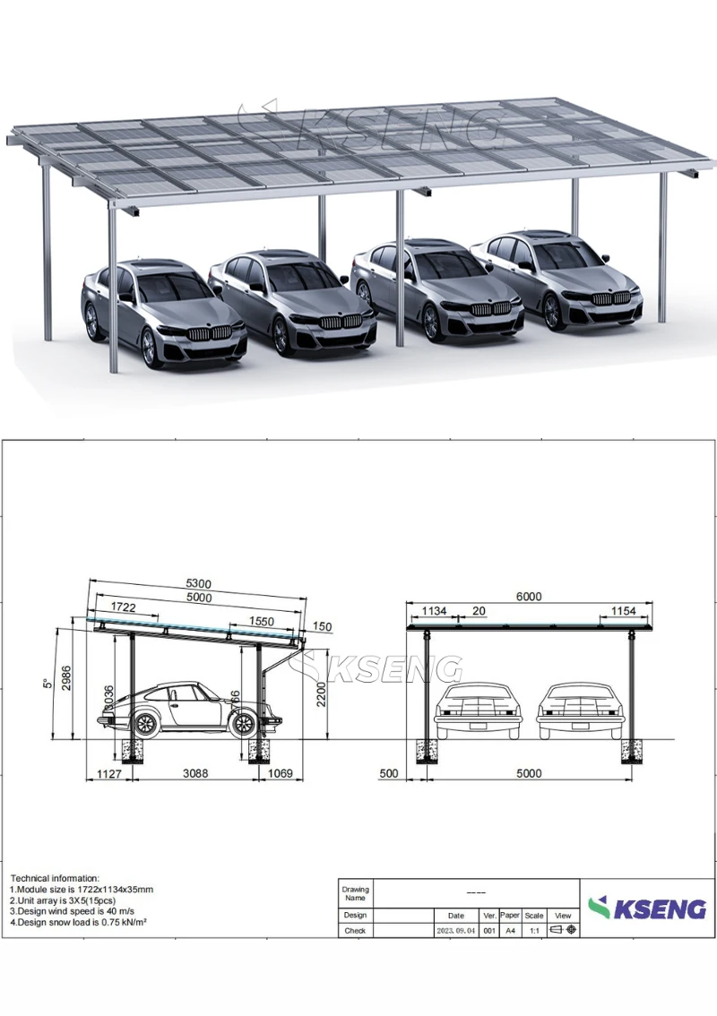 Aluminum Solar Carport Structure Outdoor Carpark Solar Solution Waterproof Carport Solar Mounting System