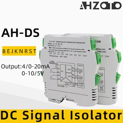 Din Rail Thermocouple Temperature Signal Isolation RTD Converter Transmitter K/B/E/J/R/S/T Input 4-20 mA 0-10v Output DC24V