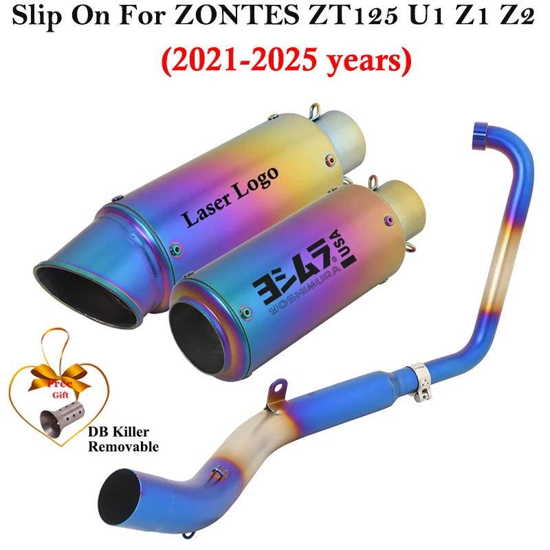 

Full System Slip On For ZONTES ZT125 ZT 125 U1 G1 Z1 Z2 2021 - 2025 Motorcycle Exhaust Modify Escape Front Mid Link Pipe Muffler