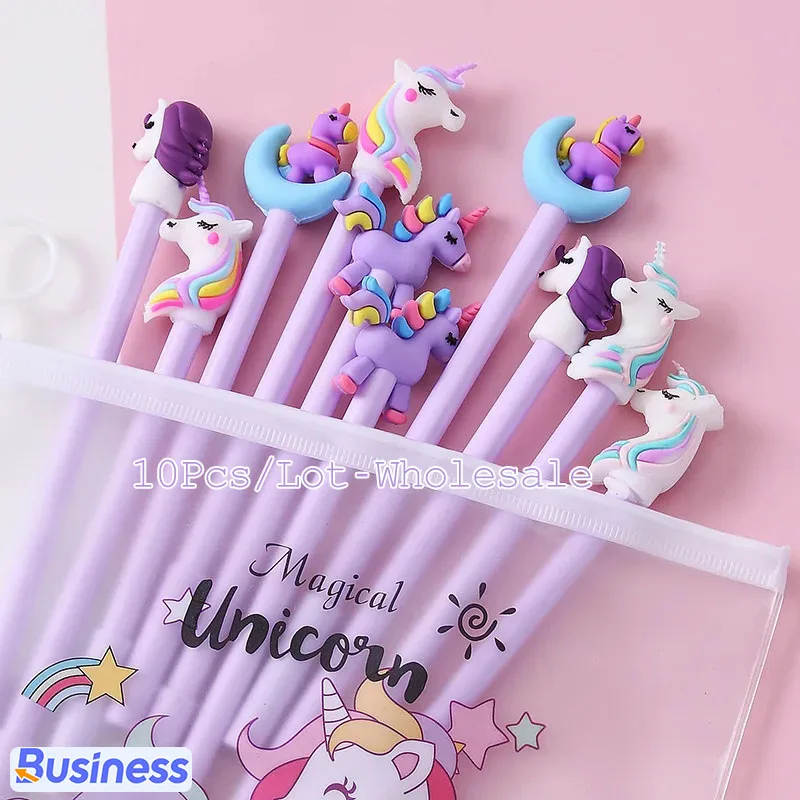 

10Pcs/Lot Cute Gel Pen Kawaii Random Pattern Unicorn Pony 0.5m Black Ink Neutral Pen School Stationery Office Suppliers Gifts