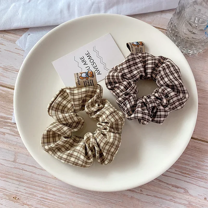 

school style child hair rope khaki coffee color bear large collar girl head rope cloth hair band Korea and hair accessories