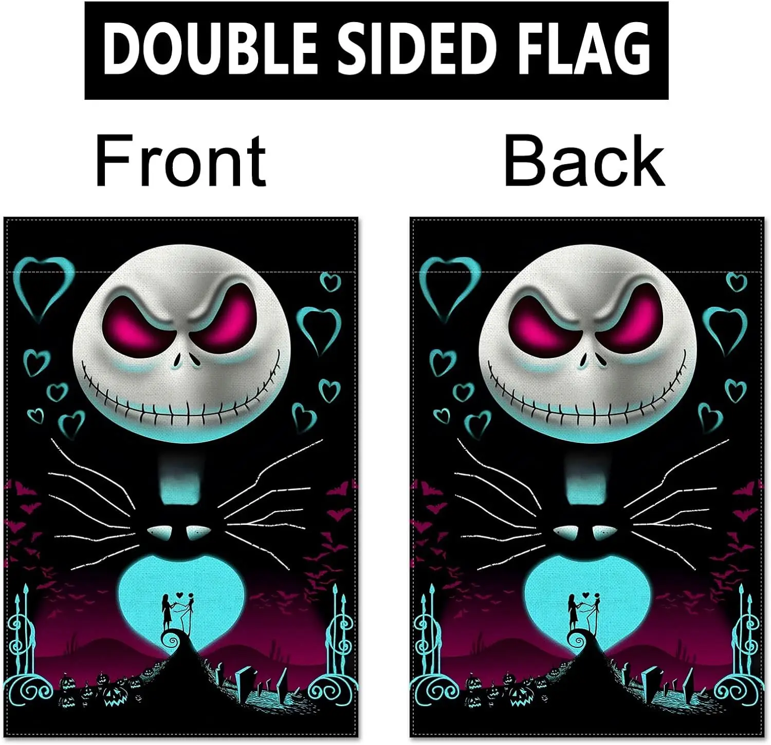 Vohado Nightmare Before Christmas Garden Flag and Sally Halloween Decoration Double Sized Yard Sign Outdoor Dec