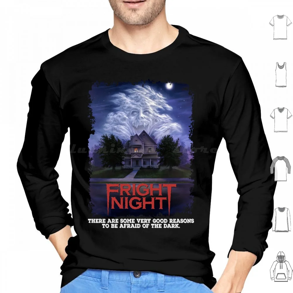 Horror Fright Night Halloween Hoodie cotton Long Sleeve Vampire Horror Halloween Fright Movie Vampires 80s Scary Night