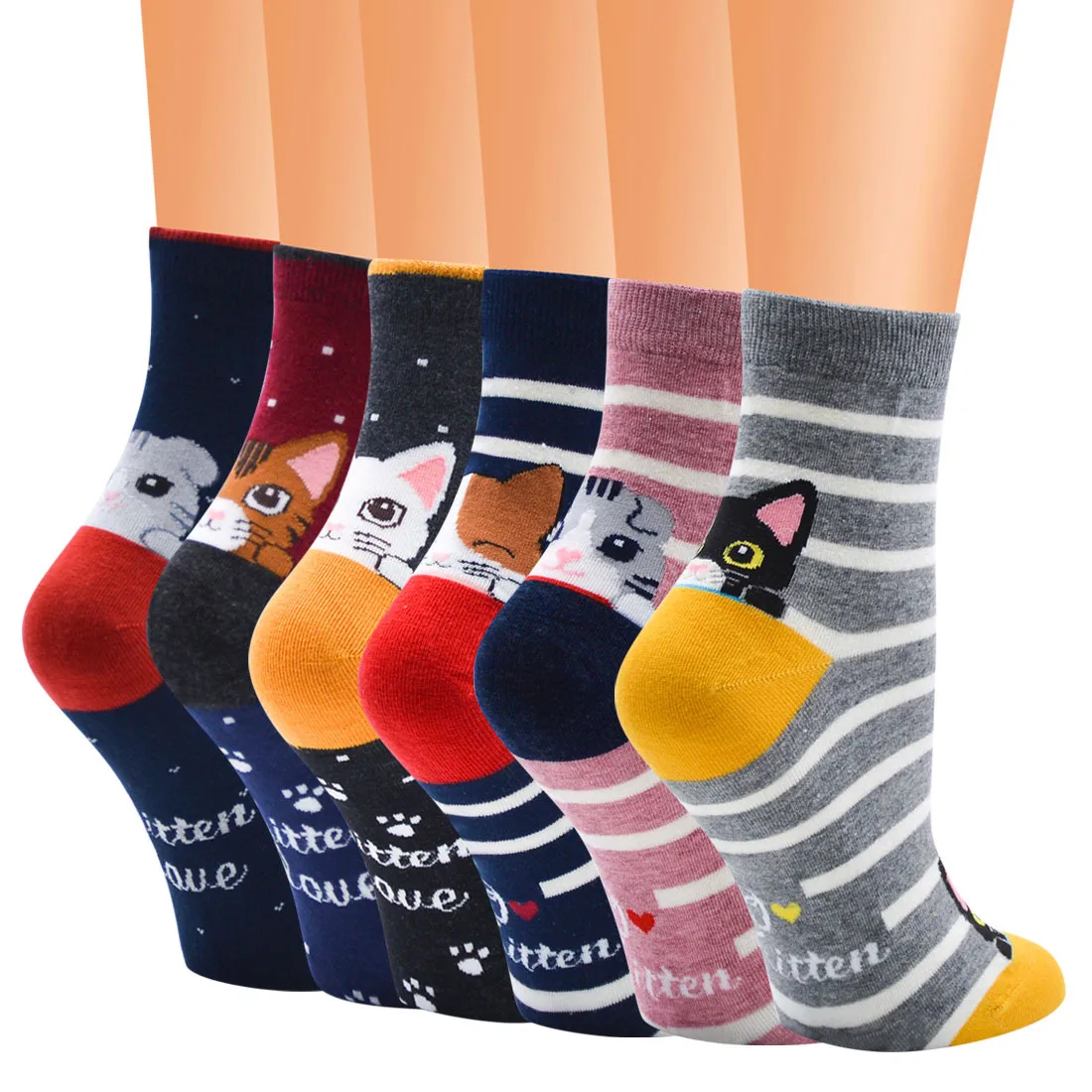 Crew Socks Women's Tube Socks Cotton Korean Cartoon Kawaii Pink Popular Casual Fashion Anime Big Ear Dog Cute Kawaii Cat Socks