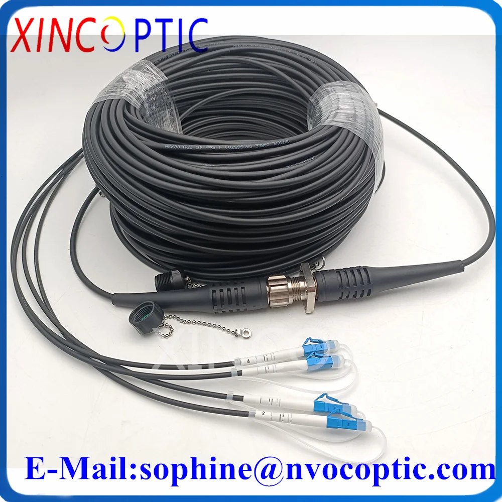 

4Core ODC-ODC M Male Round Plug Type 400M Fiber Optical Cable with 2Pcs 4Core SM ODC F Square Female Socket ODC-LC 1M Connector