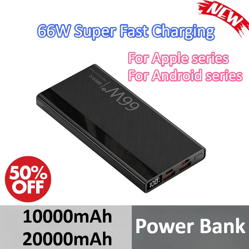 

Power Bank 10000mAh 20000mAh 66W Super Fast Charging For Xiaomi For iPhone 17/16/15/14/13 For Huawei For Samsung PD20W Powerbank