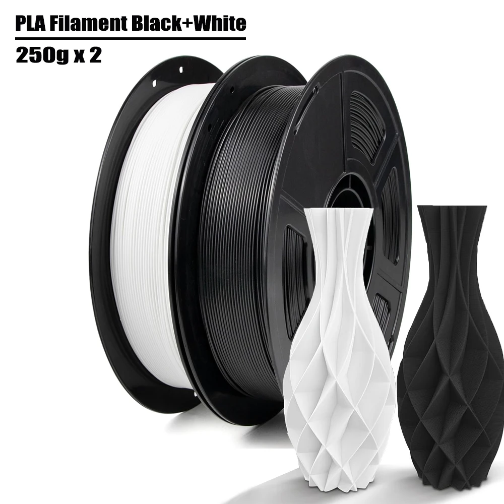 

1.75mm 3D Printer PLA Filament 1.75mm Dimensional Accuracy +/- 0.02mm, 250g Spool (0.55 lbs), 500g Black+White