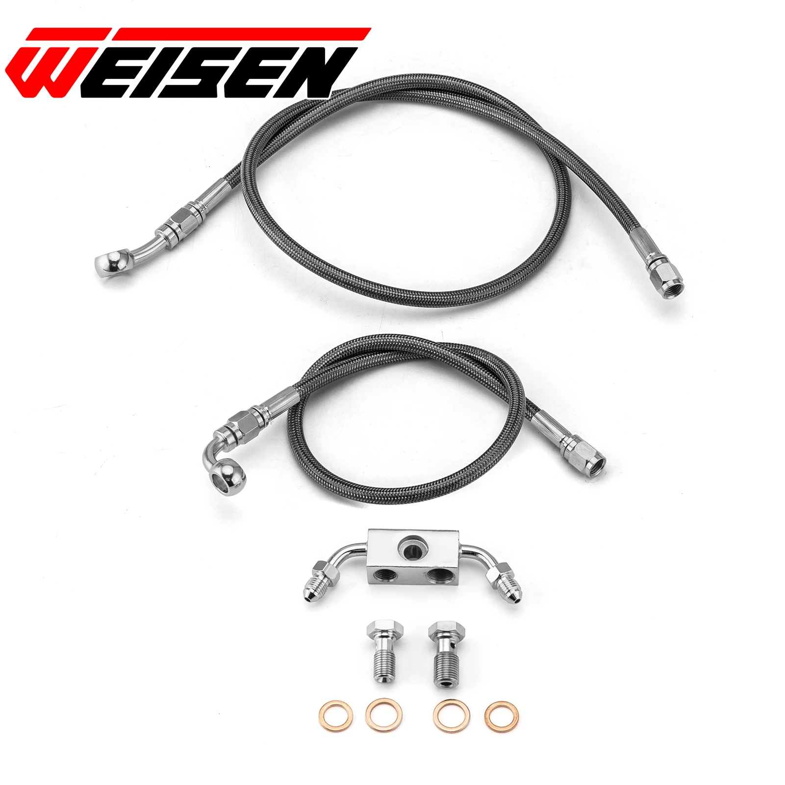 

Extended Length ABS Hydraulic Front Brake Line Kit for 2012-2017 Harley Dyna Street Bob Super Glide Wide Glide 12"-14" Handlebar