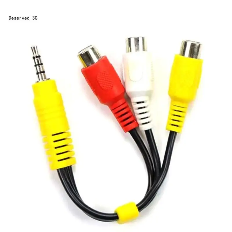 3.5mm to 3RCA Sound Cable 3.5mm Male to 3RCA Female Splitter Adapter Stereo Cord for Phone Tablet Home Theaters