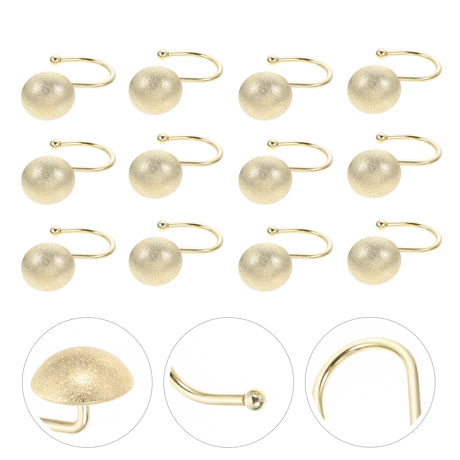 

12pcs Shower Curtain Hooks Iron Silver Cherry Large Glide Rings Round Semicircle Bathroom Curtains Rods Hanger Hooks Retro