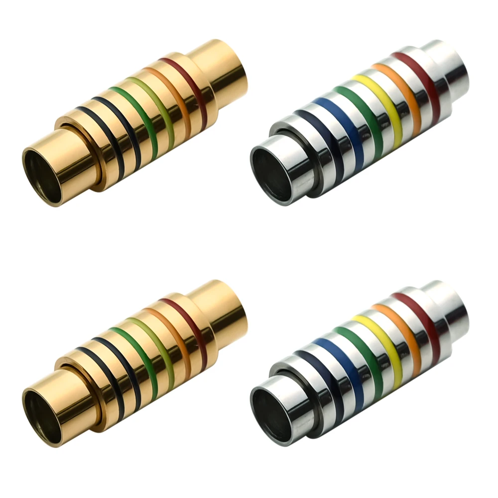 2pcs Stainless Steel 6mm Hole Rainbow Magnetic Clasps For Bracelet Connectors Fit Leather Bracelet Jewelry Marking Supplies