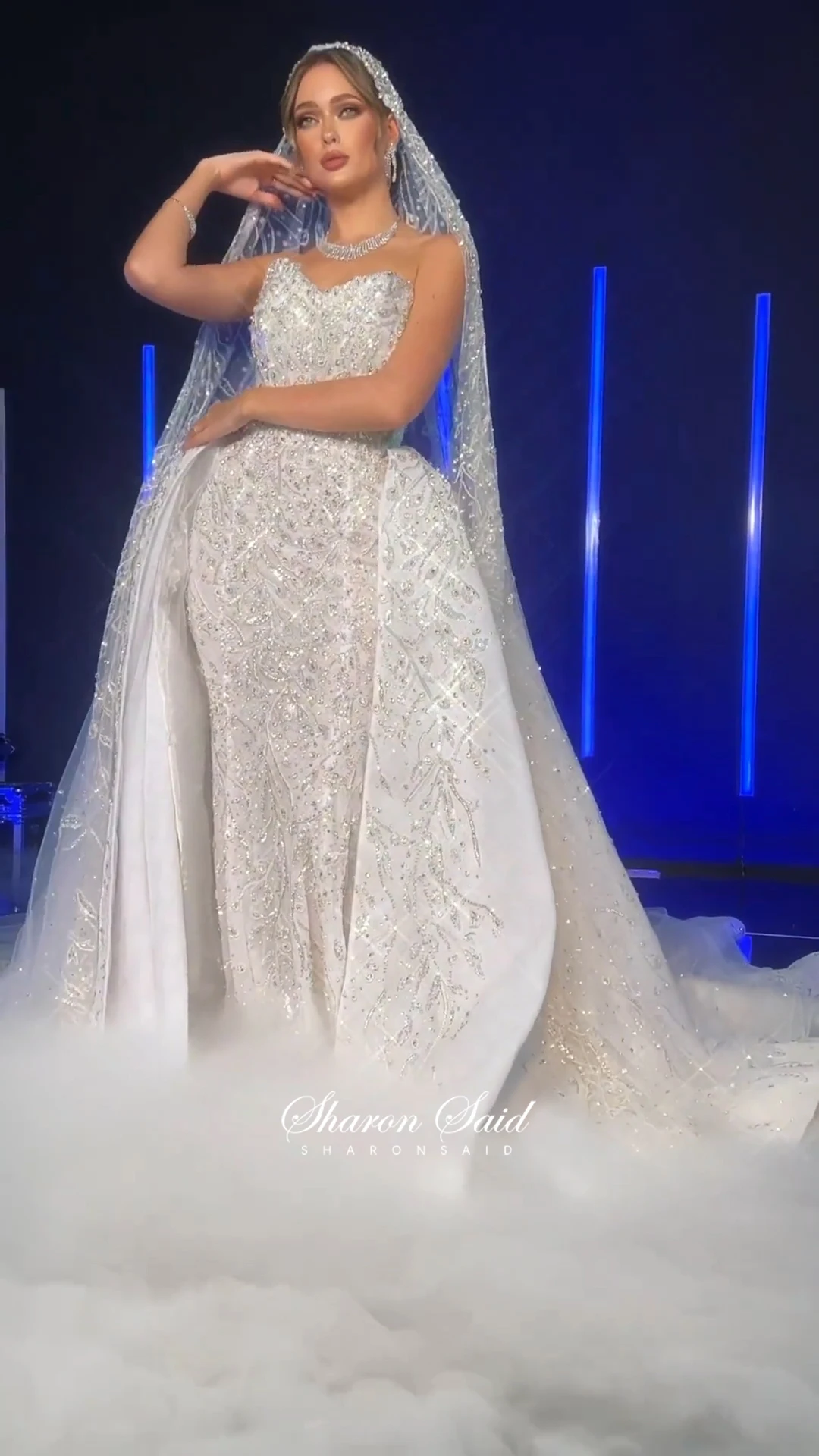 Sharon กล่าวว่า 2025 หรูหราดูไบลูกปัด Mermaid Tulle ชุดแต่งงานกับกระโปรงซาอุดีอาระเบียผู้หญิงเจ้าสาว Gowns SW011 ที่กําหนดเอง