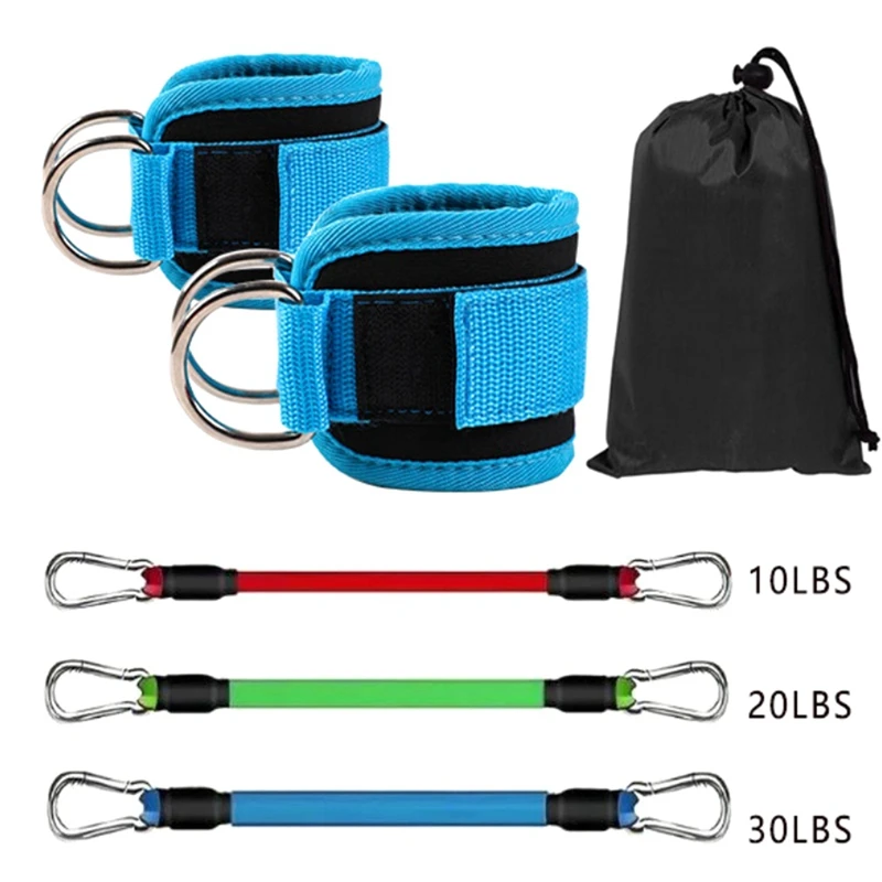 Ceinture élastique d'entraînement de tension de rebond de jambe, trois (y compris une paire de chevilles)
