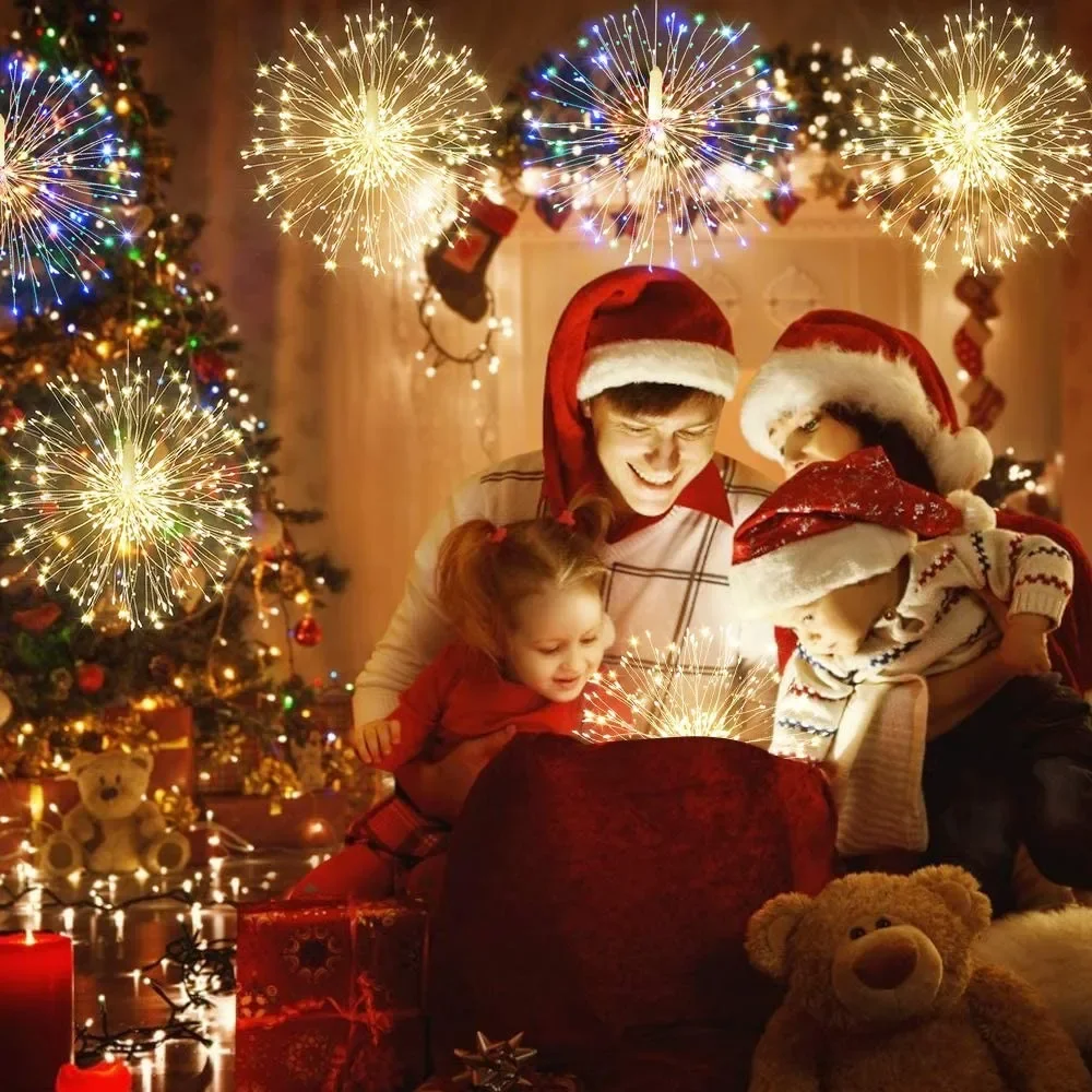 LED Copper Wire Firework Lights, 8 Modes Fairy Starburst Light with Remote Outdoor Decorations for Home, Party, Cafe, Wedding