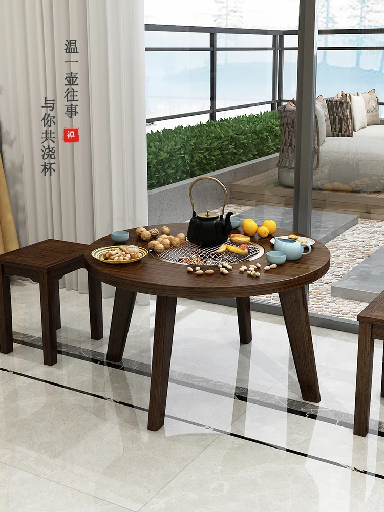 charcoal fire roasting tea table, outdoor network, red stove boiling tea table, small round table, small tea table