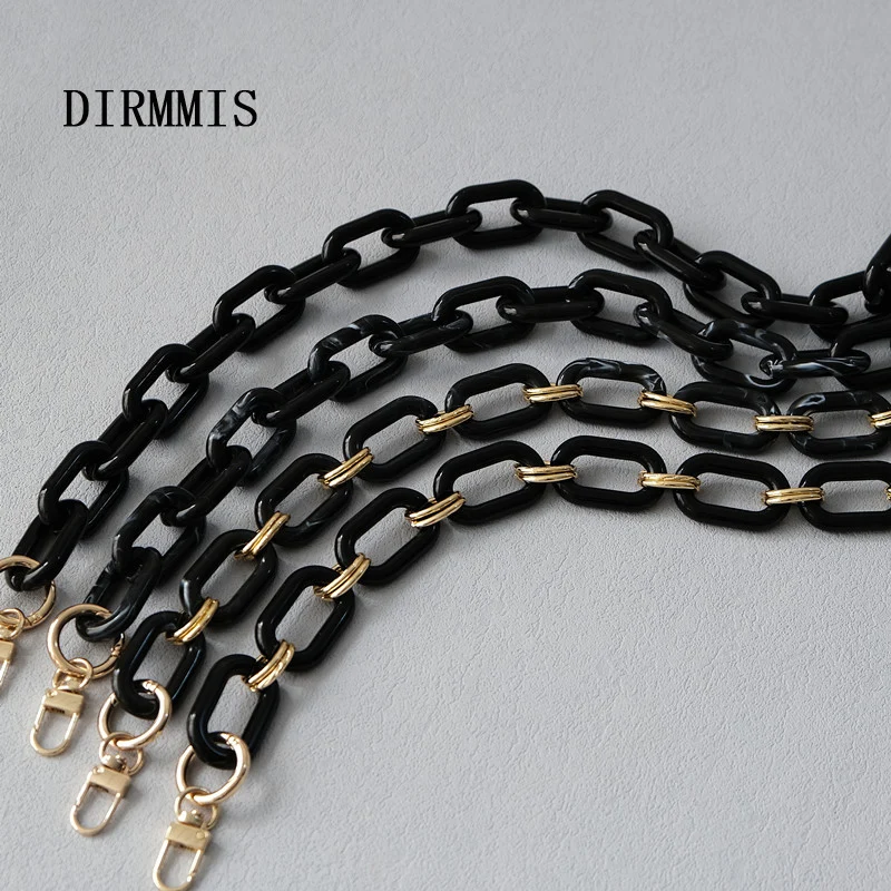 New Fashion Woman Bag Strap Accessory Detachable Replacement Chain Black Solid Acrylic Luxury Strap Women Shoulder Handle Chains