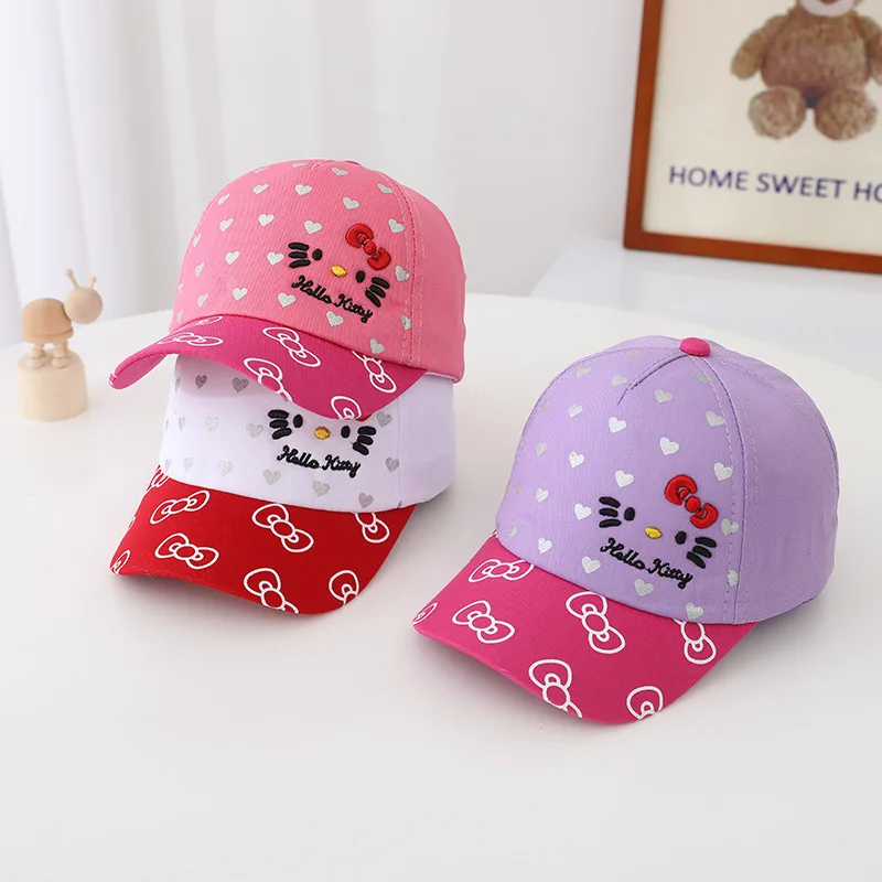 

Sanrio hello kitty girls duck tongue cap colorful baseball cap spring and autumn new sun hat cartoon children's hat