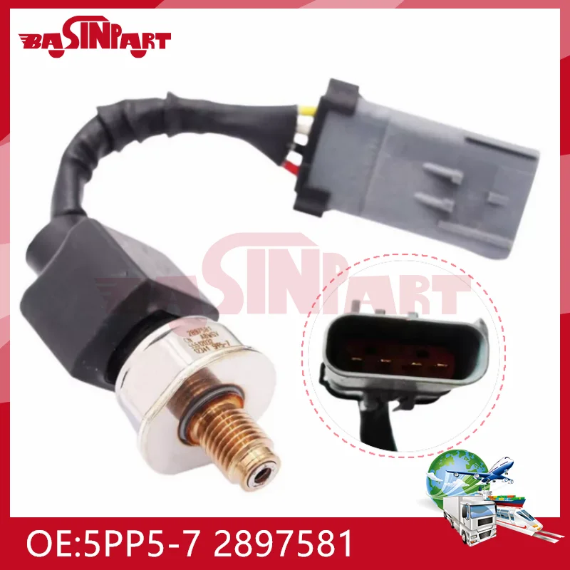 5PP5-7 Basinpart Fuel Injection Rail Pressure Regulator Sensor For Cummins ISX QSX on XPI EPA13 International PROSTAR 2897581