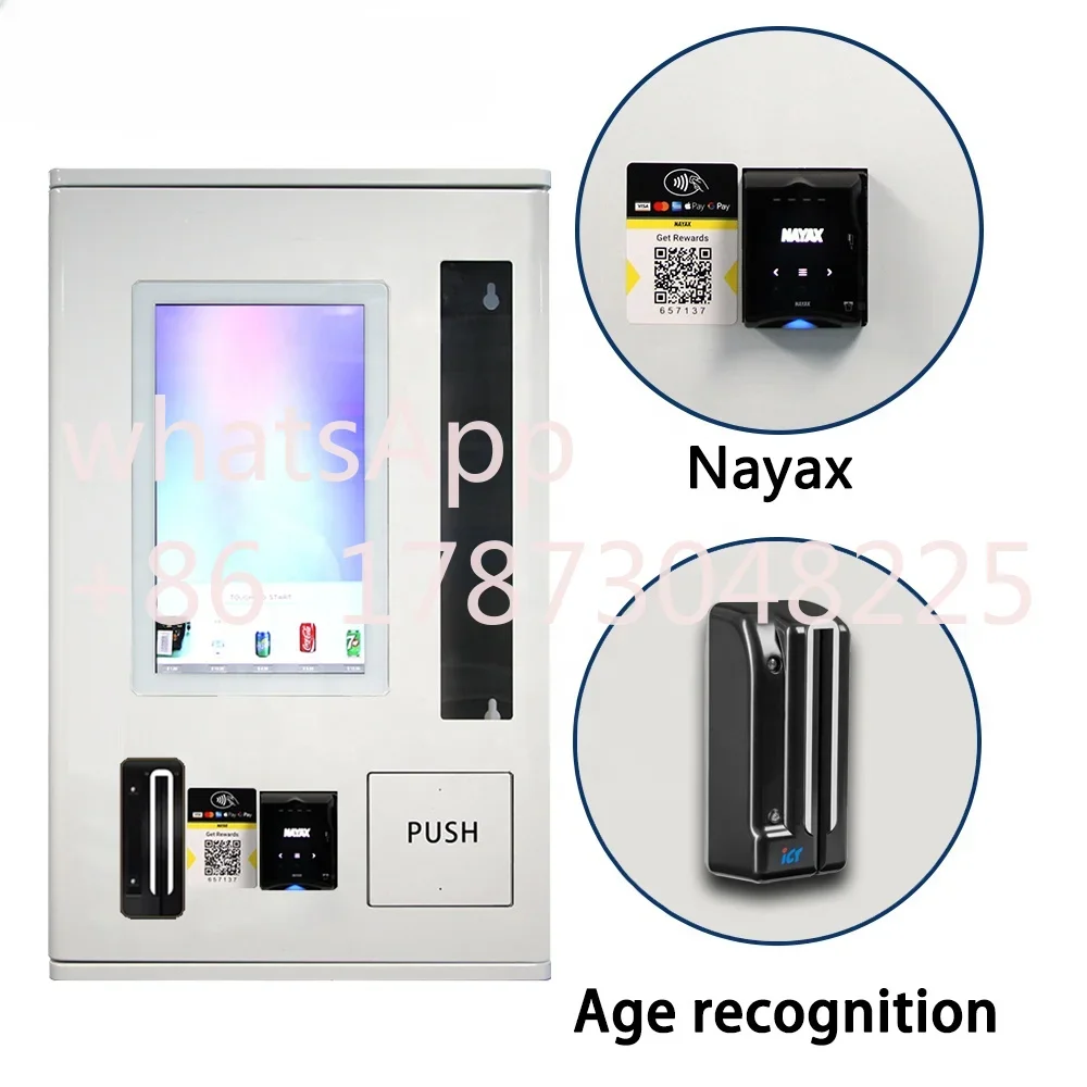 21.5 Inch Mini Touch Screen Age Verification Vending Machine Small Wall Mounted Credit Card Payment System ID Card Reader